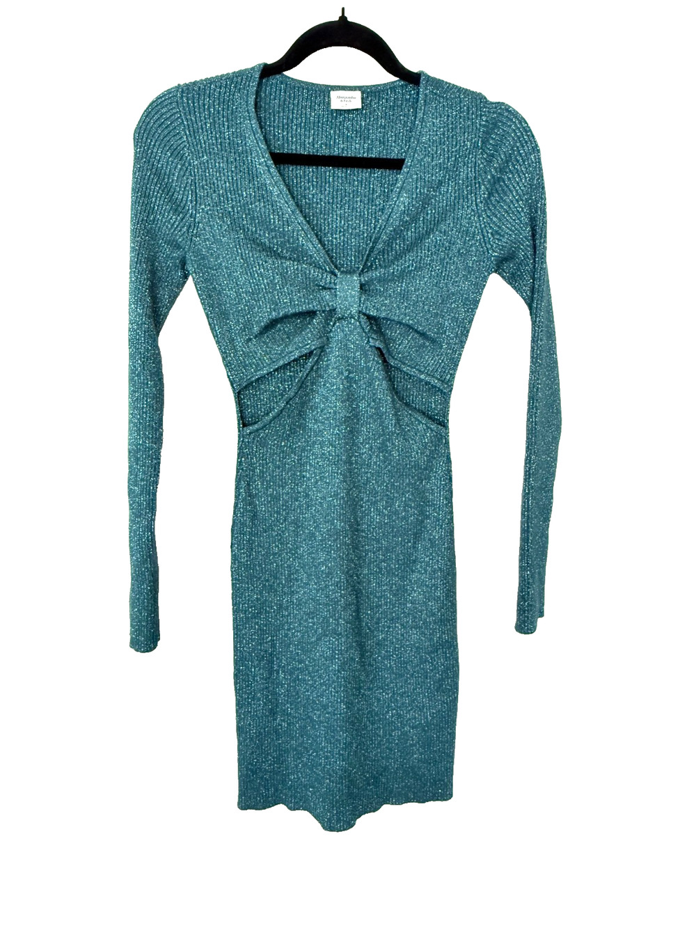 Abercrombie & Fitch Metallic Knit Cutout Dress Teal Small Bodycon Y2K